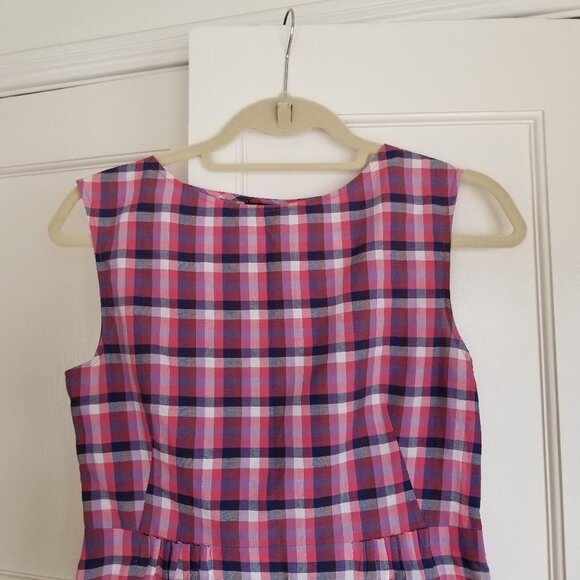 Theory Plaid Sleeveless Top with Smocked Waist - Picture 2 of 7